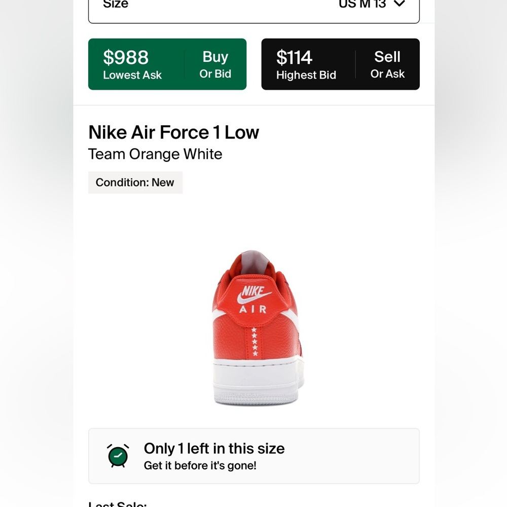 Team Orange Nike Air Force 1 low